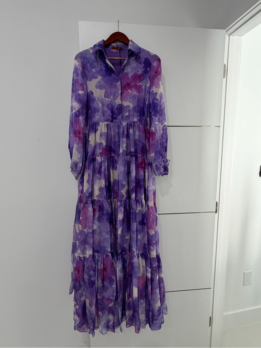 Carolina Herrera Print Silk Organza Long Dress